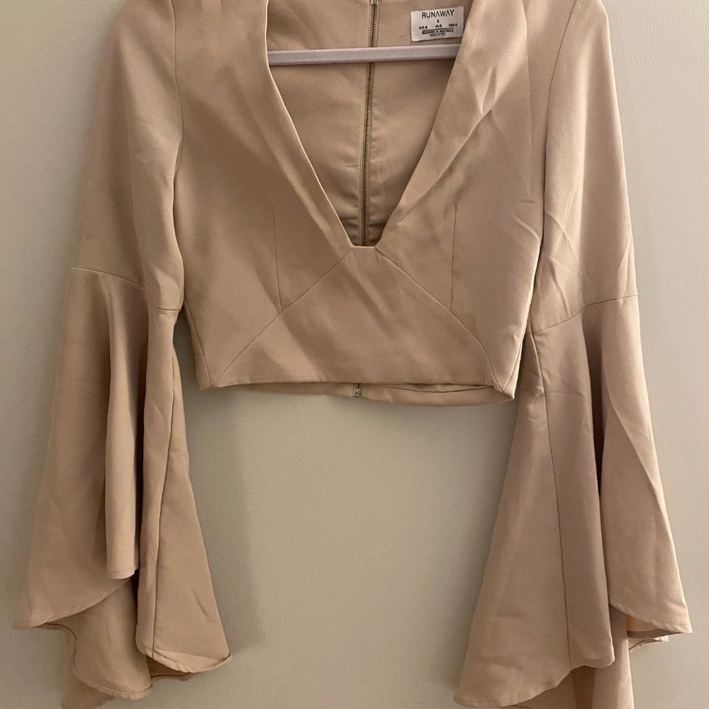 Runaway the Label Bell Sleeve Crop Top | Size 4